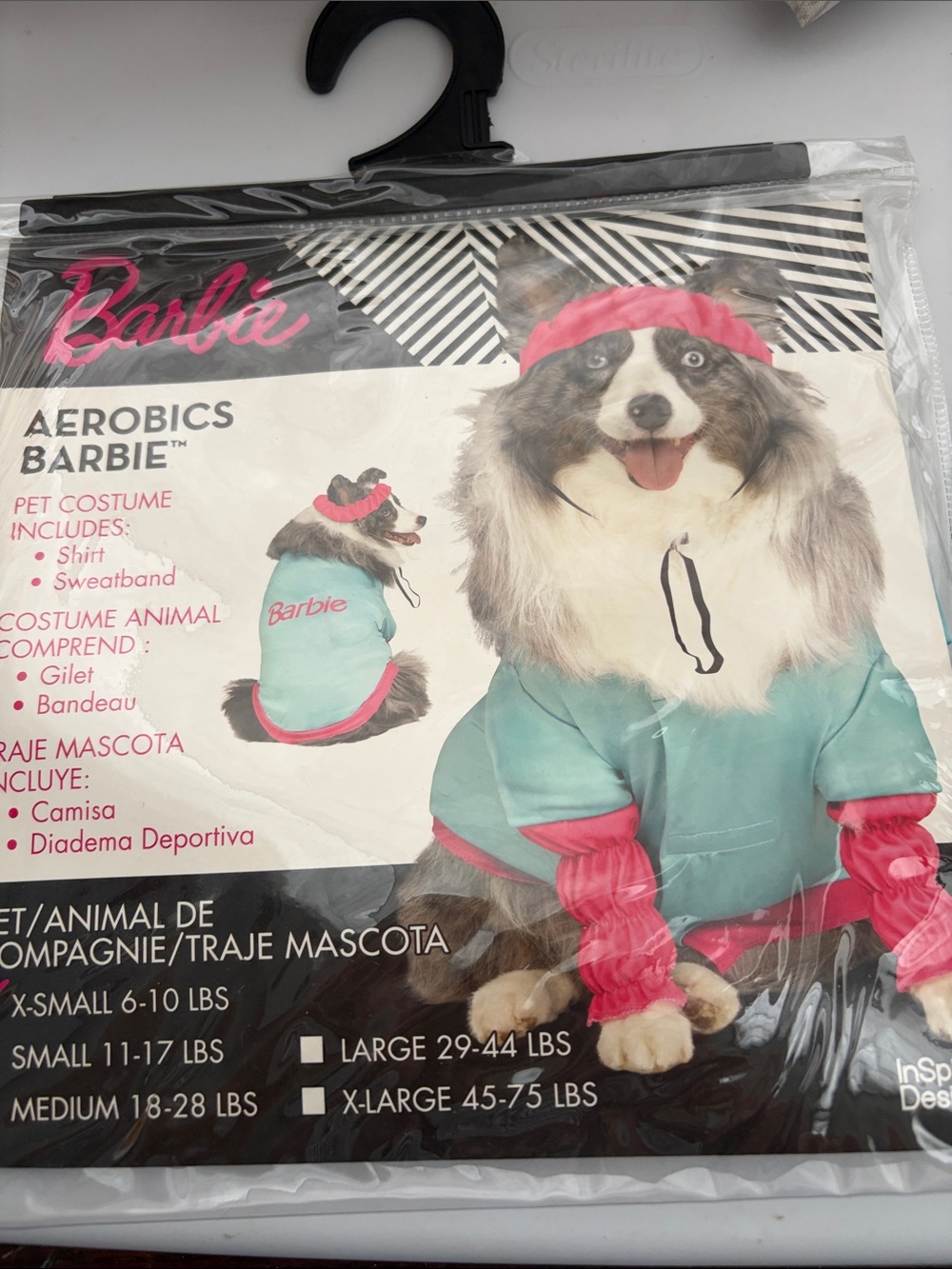 Barbie Pink and Teal XS Aerobics Dog Outfit